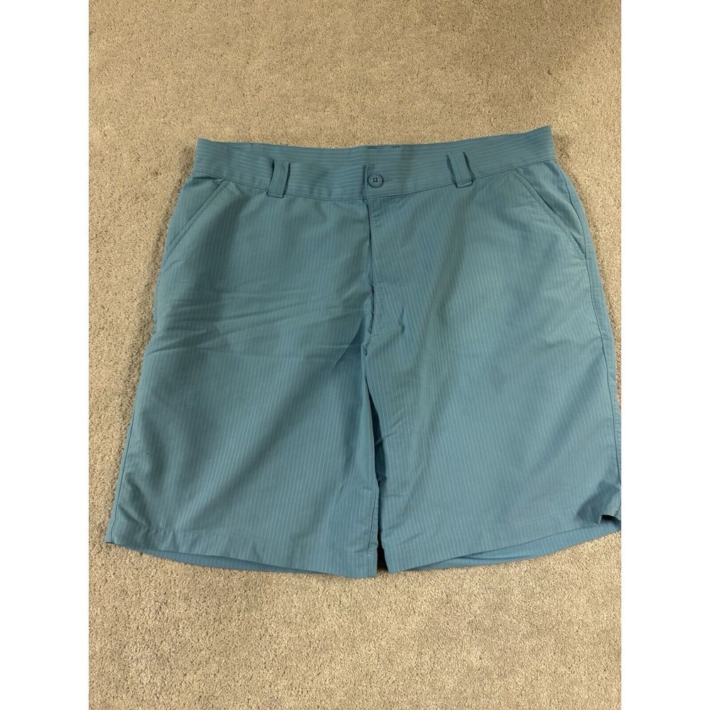 Under Armour Shorts Men 40 Blue Pinstripe UA Golf Performance Stretch Tech Chino
